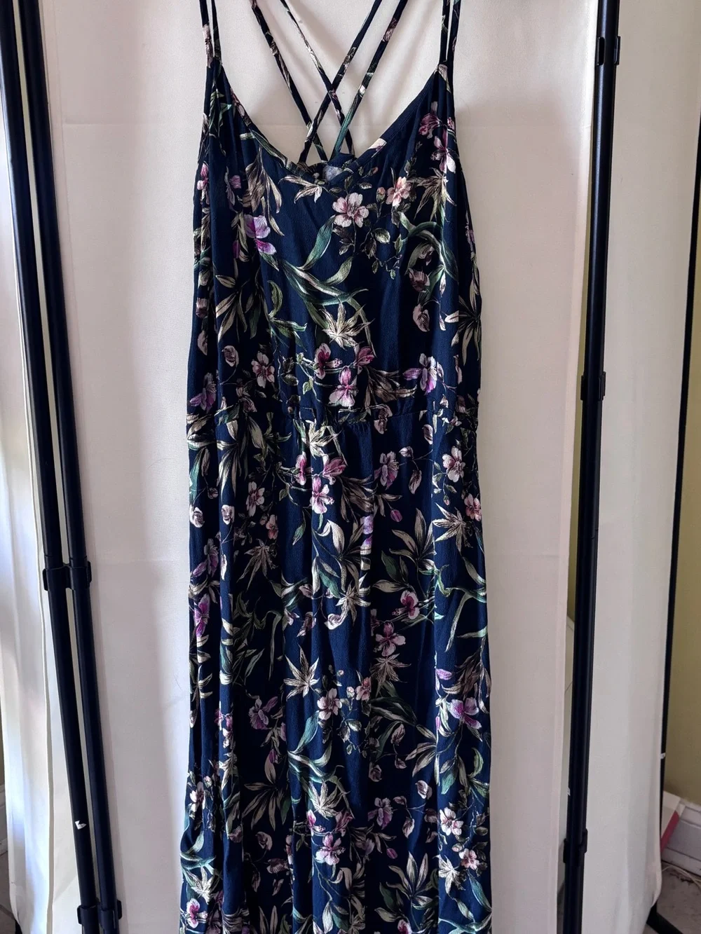 Etam Navy Floral Strappy Maxi Dress